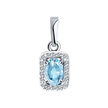 

Sokolov pendant in white gold with diamonds and aquamarine, fashion jewelry, 585, women's male, pendants for neck women