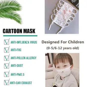 

Children's Mask Cotton Dust Mask for Kids 0-12yrs 8-Ply Adjustable Ear Loops Random Patterns Kids Masks