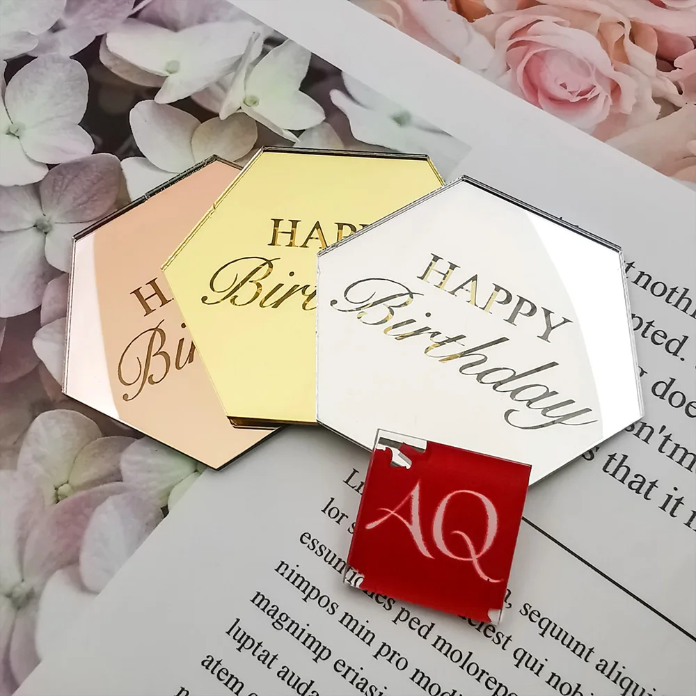 5pcs New Gold Happy Birthday Cupcake Topper Dessert Cake Decorations Acrylic Rose Gold Circle Cake Topper For Birthday Party Aliexpress