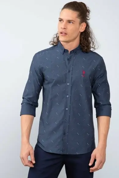 Uss. POLO ASSN. С принтом рубашка слим
