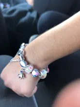 CHIELOYS-Pulseras con abalorios de estilo de dibujos animados para mujer, cuentas de cristal rosas chapadas en plata, cadena de serpiente, pulsera de marca, regalo de joyería para niños