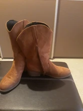 Botas de Cowboy de plataforma plana para mujer, zapatos de piel de tacón alto con punta redonda, a la moda, para Otoño e Invierno