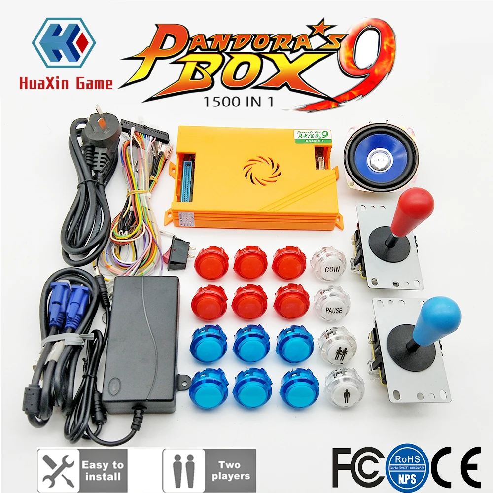 Pandora Box 9 1500 игры DIY аркадный набор копия Sanwa прозрачные кнопки пауза Старт+ джойстики Sanwa высокое качество
