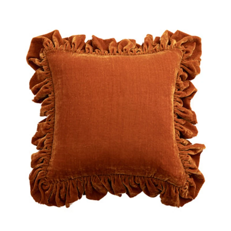 

Luxury cushion cover with wrinkle tassel for sofa and bed, rectangle pillow case, solid color, size 30x50cm