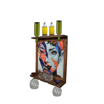 

Wall Art Picture Wooden Wine Rack Bottle Organizer Holders Beer Whiskey Bottle Bar Home Party Kitchen Living Room Accessory