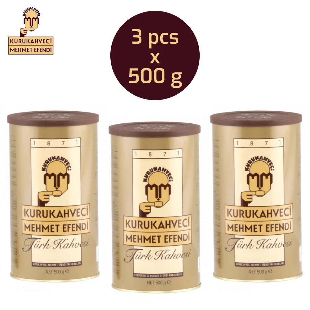 

Turkish Coffee Kurukahveci Mehmet Efendi 3*500g English Ground Coffee Turkey Coffee - Made in Turkey - Fast & Free Shipping