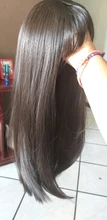 Largo SHANGKE-Peluca de cabello sintético liso con flequillo para mujer, pelo de fibra resistente al calor, Natural, negro, marrón, gris