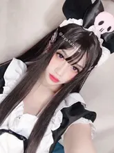 MEIFAN Cosplay Lolita largo recto Color diaria peluca Peluca de Anime sintética de cabello en la mujer rosa azul gradiente gorros y sombreros Harajuku peluca