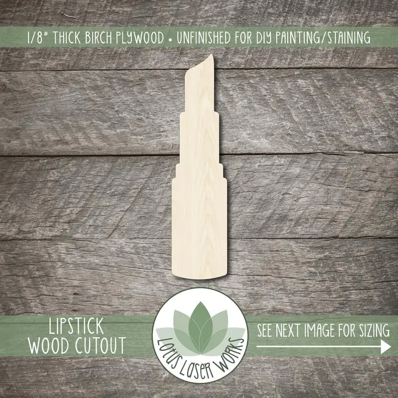 

Wood Lipstick Shape, Wooden Lipstick Cutout, Blank Wood Shapes, Wood Makeup Shapes, Blank Wood Shapes