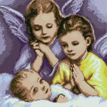 Алмазная мозаика GF 3152 Ангелы у колыбели 40*50