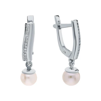 

Gold earrings with pearls cultured and diamonds sunlight sample 585