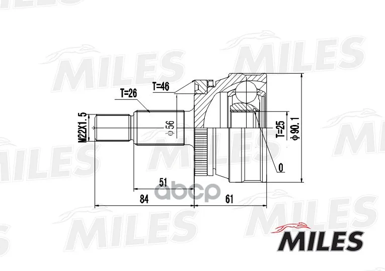 Шрус Saab 9000 2.0/2.3 89-98 Нар.(Abs) Miles Ga20410 Miles арт. GA20410