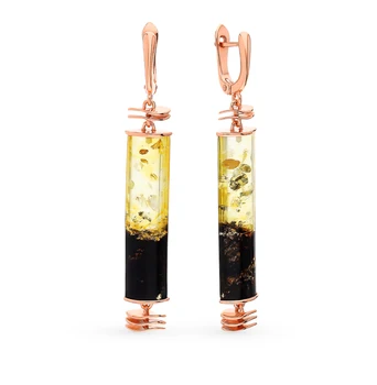 

Silver earrings with amber sunlight sample 925