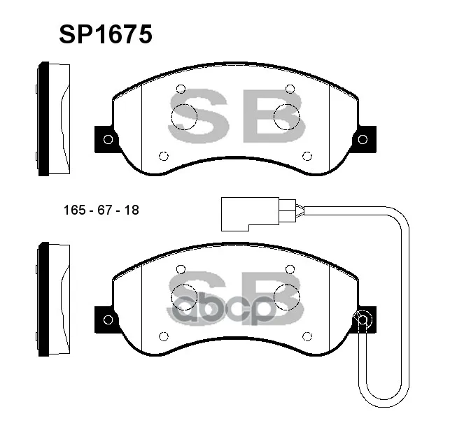 Колодки Тормозные Ford Transit 330/350 06-/Vw Amarok 10- Передние С Датчиком Sangsin Brake Sp1675 Sangsin brake арт. SP1675