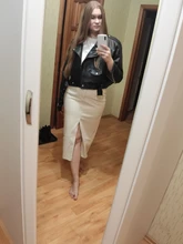 Jacket Short Winter Coat Faux-Leather Mozuleva Black Women Retro PU Turn-Down-Neck Loose