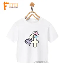

UNICORN NUMBER Print Boys/Girls White T-shirt Kid Summer Harajuku Kawaii Funny Clothes Little Baby Y2K Clothes,Drop Ship