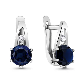 

Aquamarine earrings with nanosaphires, cubic zirconia, 925 sterling silver