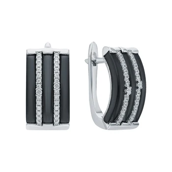 

Silver earrings with ceramics and cubic zirconia sunlight