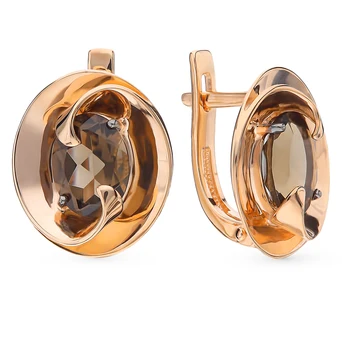 

Gold earrings with раухтопазами sunlight sample 585