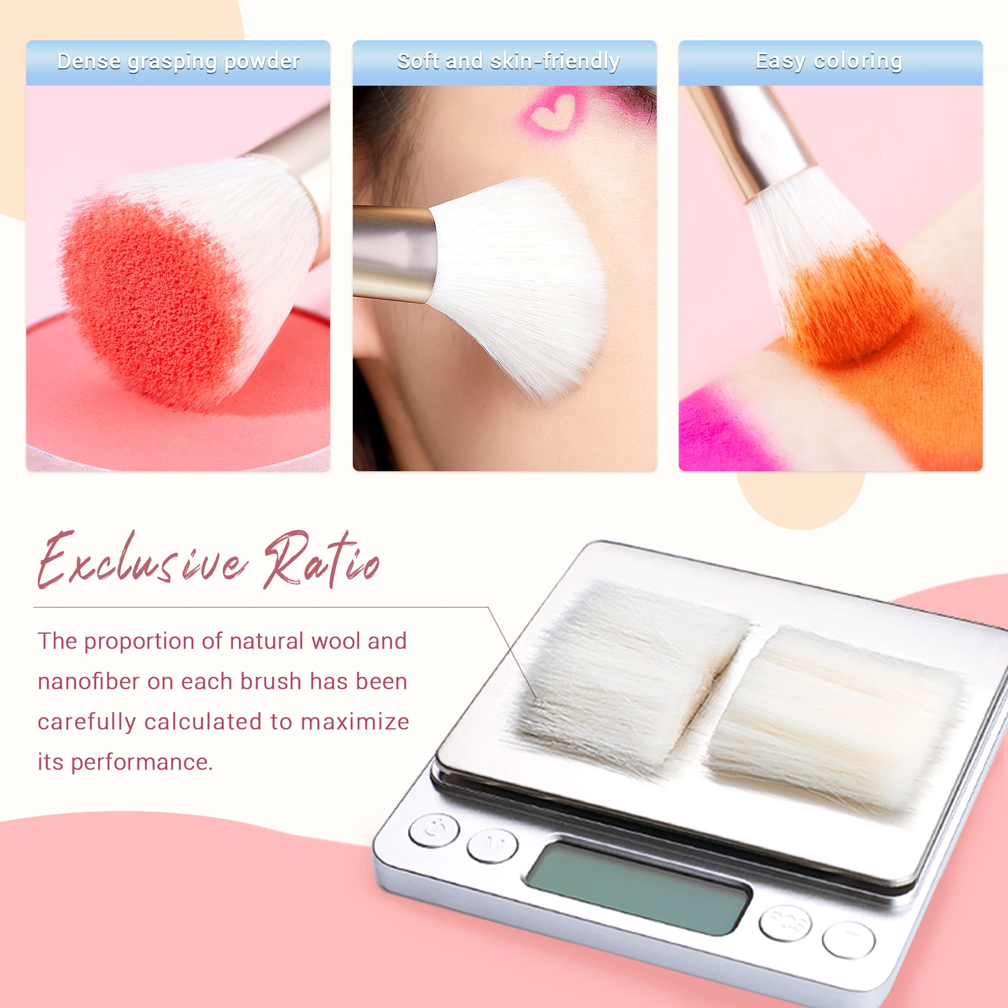 Pelo Natural Brochas Grandes Para Maquillaje 1PCS Brocha Grande De