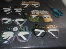 Mirror-Frame Glasses-Frame Party-Supplies Home-Decoration Paper Newyear Happy Eve 12pcs