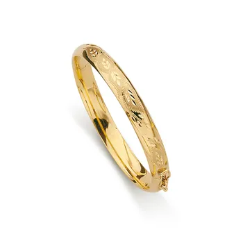 

Bracelet 18k gold hoop half hollow carved 8mm. Diameter 60mm Women [5691]