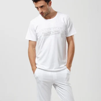 

52025 Men Pajama Set Soft Cotton Modal Sleepwear Long Pants Comfortable Loungewear Pajamas Men Pyjama Set Home Clothes Nightwear