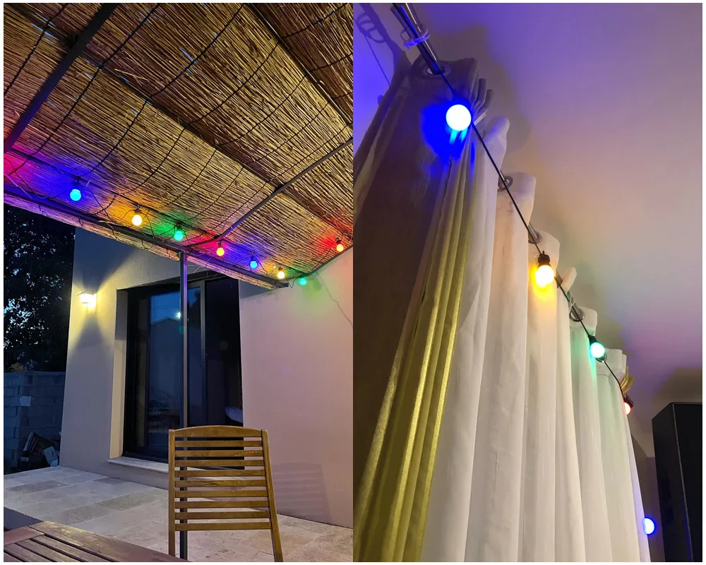 IP65 LED 글로브 G50 여러 가지 빛깔의 전구 문자열 연결 가능한 야외 다채로운 문자열 조명 장식 웨딩 크리스마스 갈 랜드