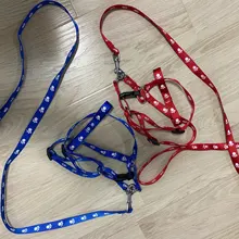 Paw Print Small Dog Harness and Leash Soft Nylon Pet Walking Harness Vest For Chihuahua