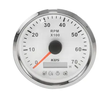 

Tachometer 0-7000 rpm with emergency alarm divider 1-10, White Dial, stainless bezel, D. 85mm ky07123