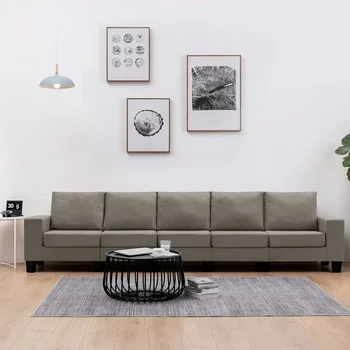 

Sofa 5 seat gray taupe fabric sofas