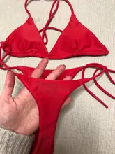 2 uds Bikini Conjunto de sujetador acolchado mujeres-e sólido baño venda traje de baño