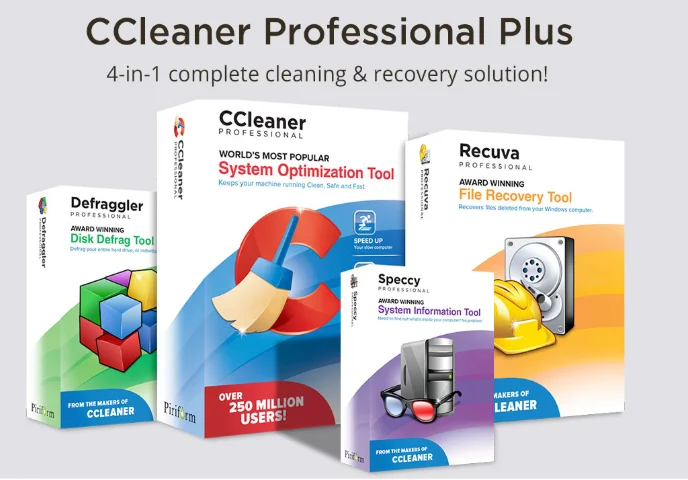 Piriform CCleaner Pro Plus Defraggler-Recuva-lentes 4 en 1-vida