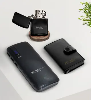 

Personalized Is Mechanismed Wallet Card Wallet Gasoline Lighter and 12.000 Mah Powerbank Gift Seti-14