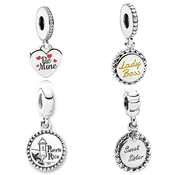 

2020 New Fashion Be Mine S925 Lady Boss Dangle Sister ,Goahzikl Puerto Rico Flag Pendant Charm DIY Original Woman Jewelry Gift