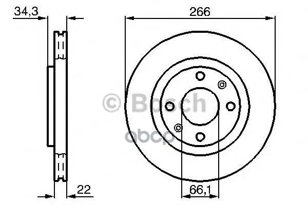 Диск Тормозной Citroen C3/C4/C5 03/Berlingo 96/Peugeot 206/307/Partner Пер. Bosch арт. 0986478618