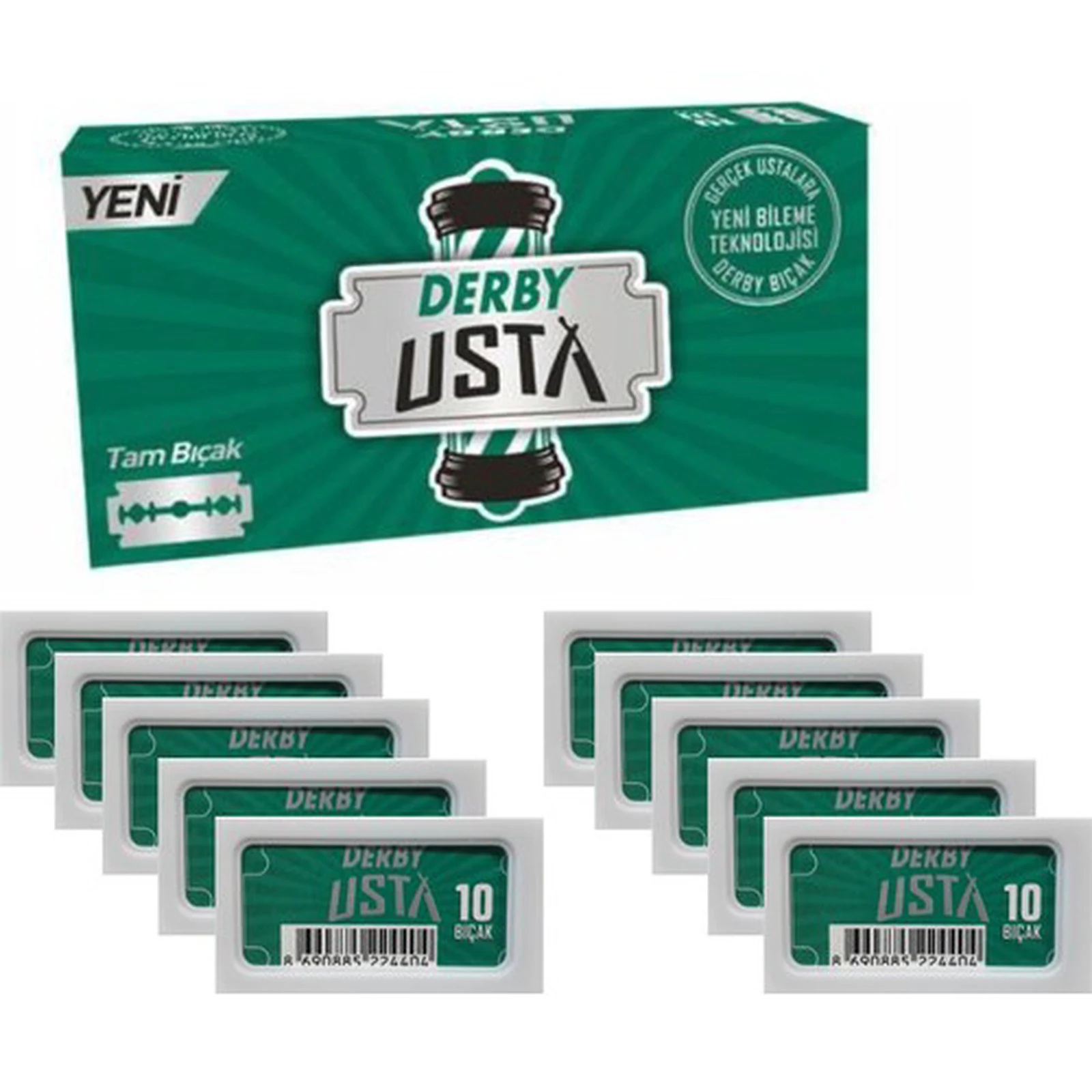 

Derby Master Leaf Razor, 100 (10x10) Pieces High Quality Steel Made in Turkey High Quality Brand Full Blade