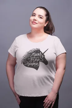

Angemiel Wear Never Stop Dream In White Women Cotton Large Size T-Shirt