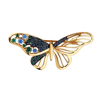 

Brooch Sokolov in Gold with cubic zirconia, fashion jewelry, gold, 585, women's male