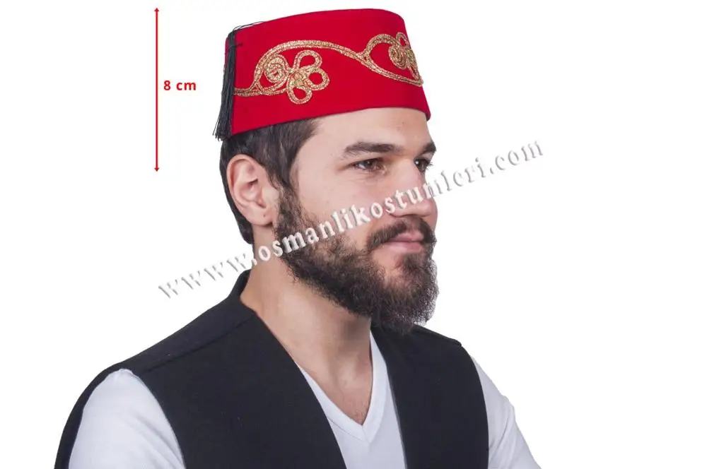 PLAIN RED FEZ Black tassel Turkish Ottoman Hat Tommy Cooper Dr Who FES 