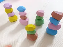 Bloques de construcción de piedra colorida Jenga para niños, juguete educativo de estilo nórdico creativo, piedra de arcoíris, juguete de madera