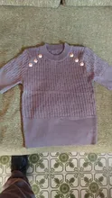 Suéter de manga corta con cuello redondo para mujer, camisas de alta calidad con botones decorados, Tops cortos elásticos, suéteres