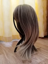LOUIS FERRE marrón Bob pelucas con flequillo medianas de onda sintético Peluca de pelo para las mujeres resistente al calor peluca Lolita Cosplay