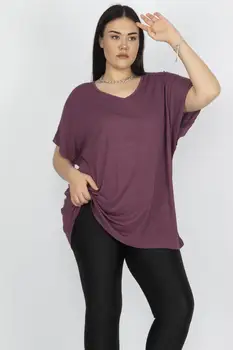 

Sans Textile Women 'S Low Sleeve V Collar Basic Bluz 65 N15296