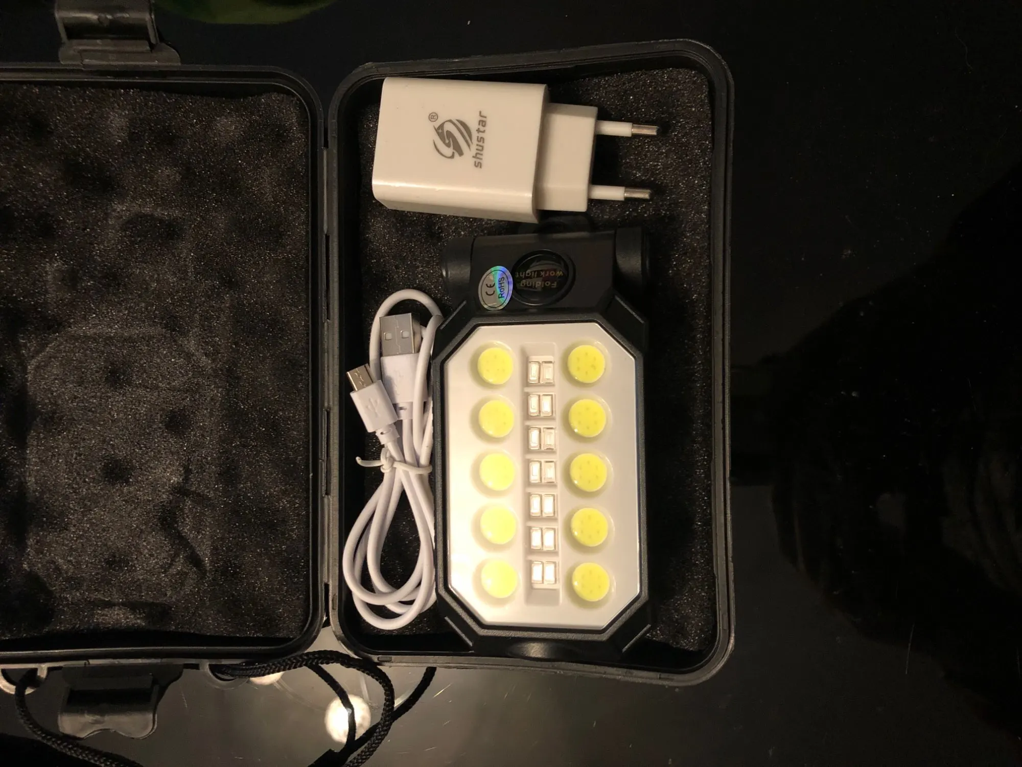 Портативный светодиодный регулируемый фонарь COB Work Light с USB аккумулятором фото обзор