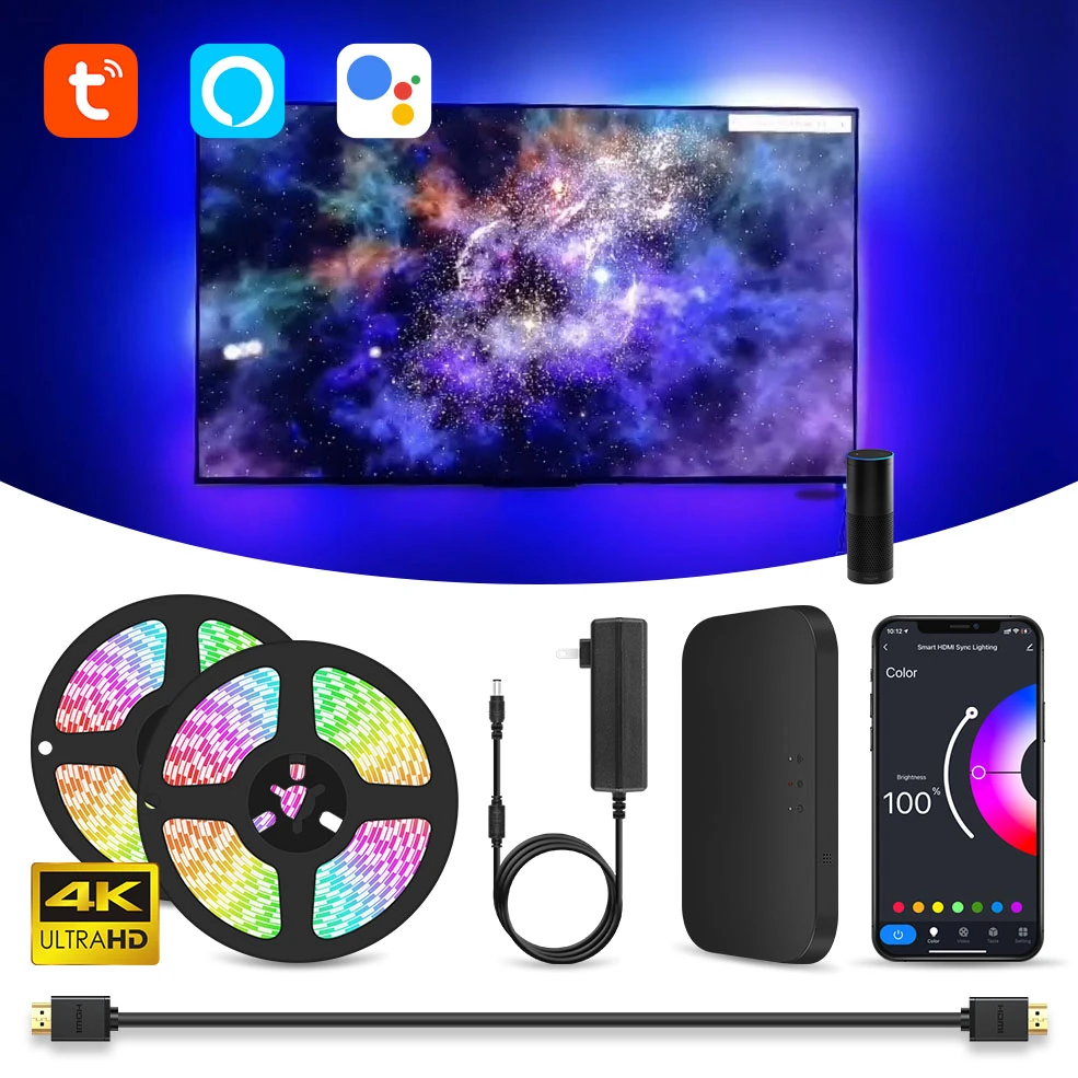 Ambient Tv Pc Backlight Led Strip Lights For Hdmi Devices Usb Rgb Tape Screen Color Sync Led Light Kit For Alexa Google Tvs Box Led Strips Aliexpress