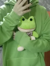 Sudadera con capucha para mujer, con estampado de rana, estilo Harajuku Vintage, ropa informal Kawaii, sudadera holgada de gran tamaño