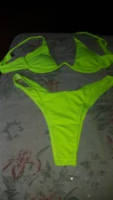 Female Swimsuit Bikini-Set Wire Two-Piece Neon Green V-Shape Women K439 V-Bar