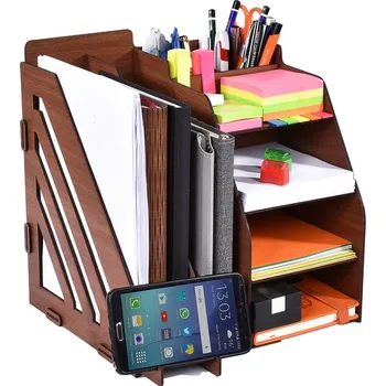 

Office Table Regulator Wood City Desktop Office Organizer Brown