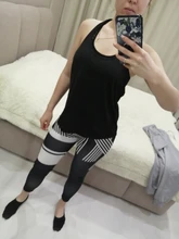 Gym Leggings Pants Print Striped Yoga Women High-Quality Patchwork Breathable Two-Color